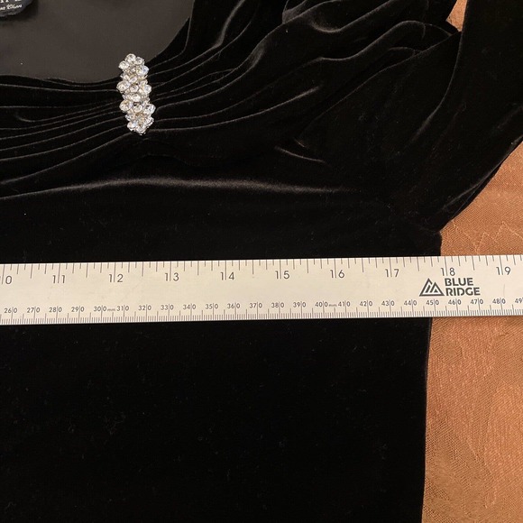 Xscape Joanna Chen Sz Small Blk Velvet Rhinestone Pin Evening Top Shawl Collar - Picture 2 of 8